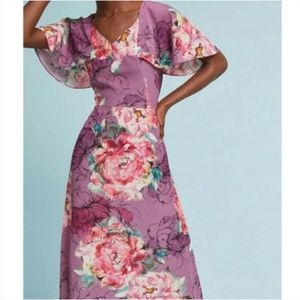Anthropologie Kachel Galena silk floral dress